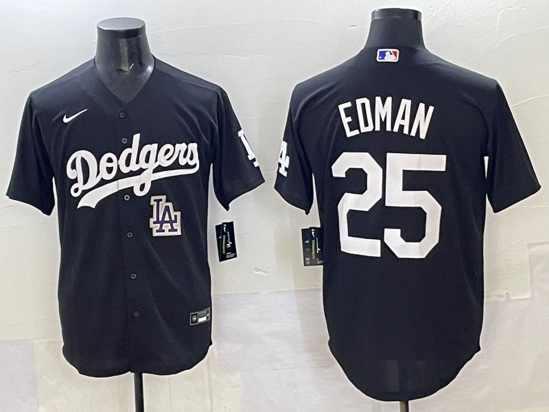 Men Los Angeles Dodgers #25 Edman black Nike MLB jersey->los angeles dodgers->MLB Jersey